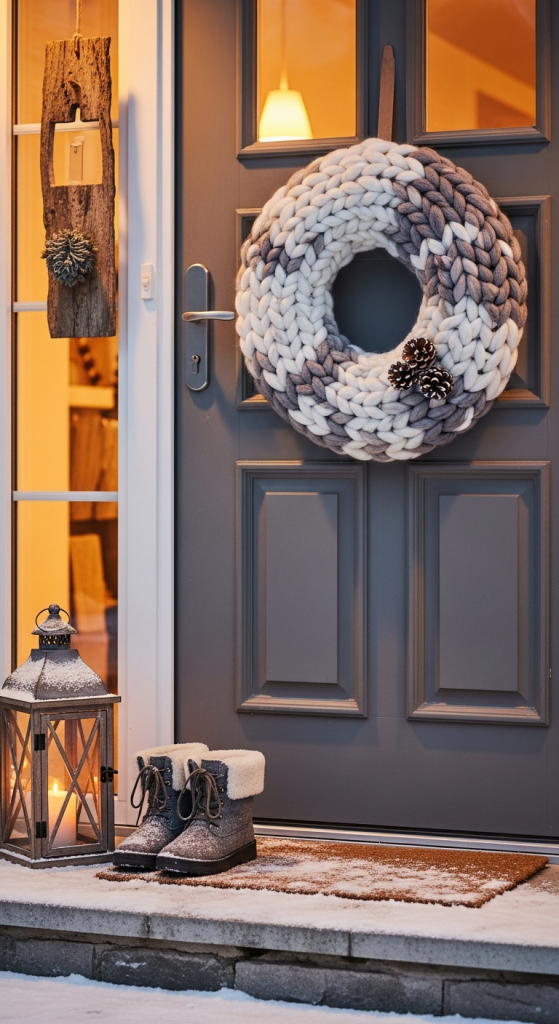 Knit or Wool Winter Wreath