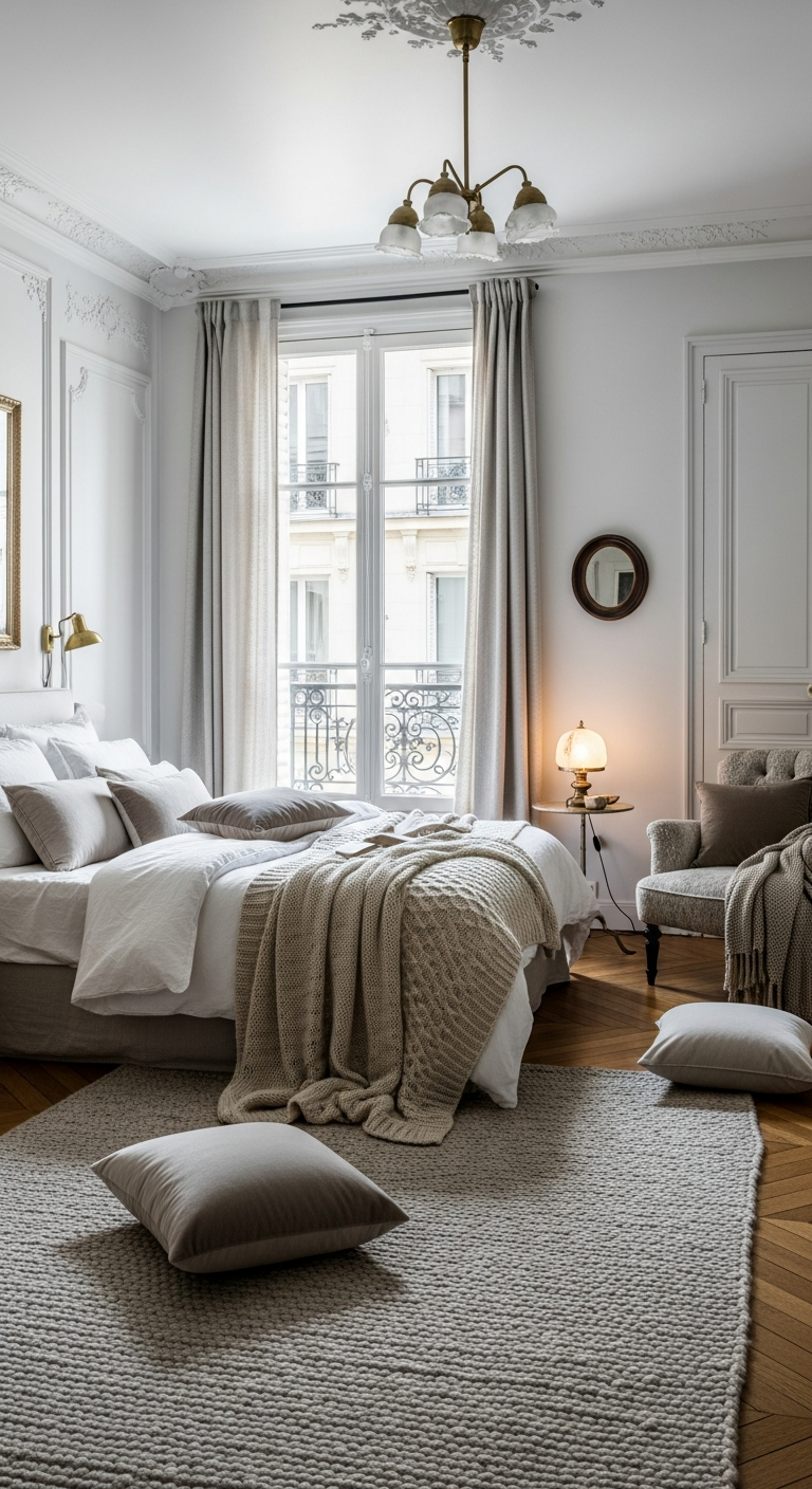 Small Parisian Apartment Ideas - Small Luxury Apartment Decor With Woven Materials