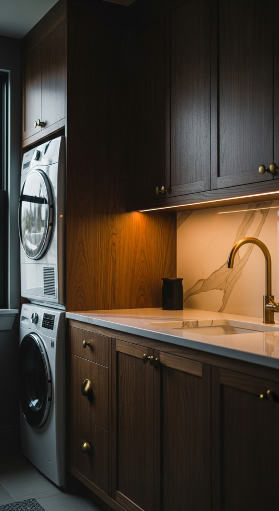 Marble Countertops & Dark Wood