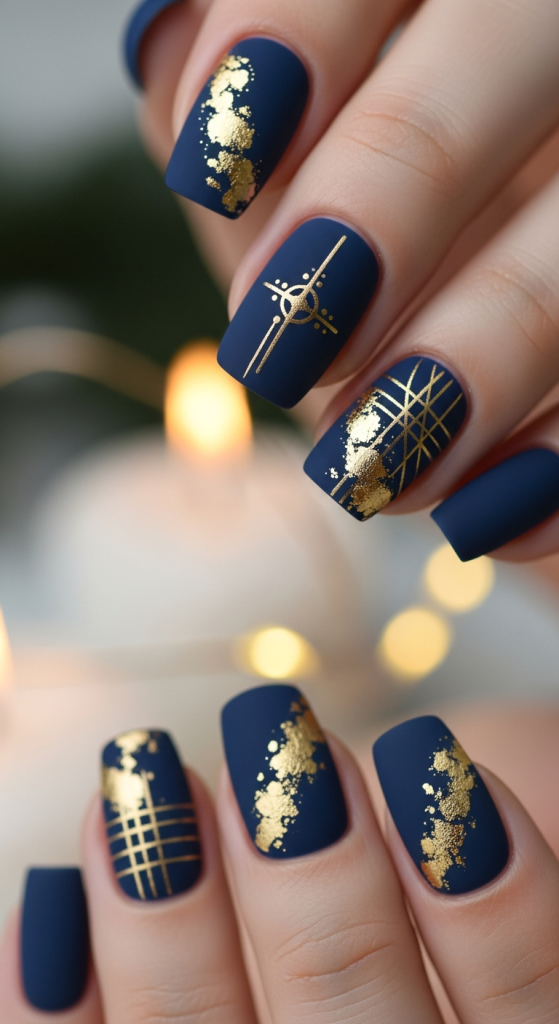 Matte Navy With Gold Detail