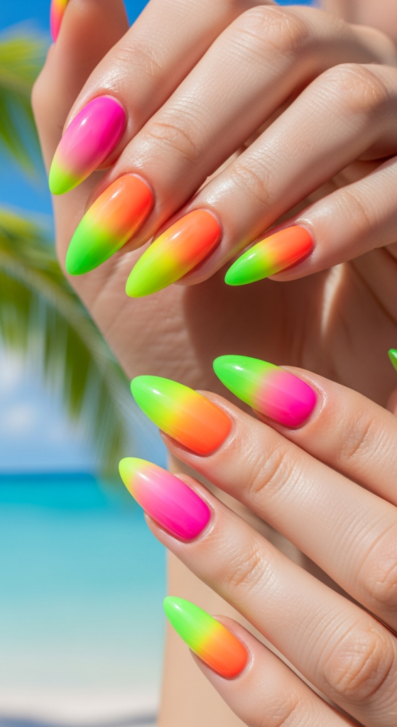 Neon Ombre Nails