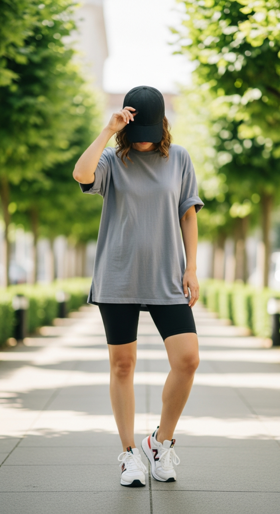 Oversized Tee with Biker Shorts