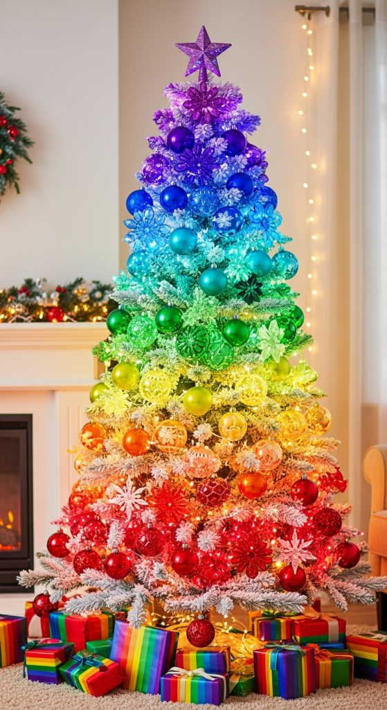 Rainbow Ombre Ornament Tree