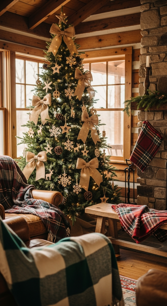 Rustic Burlap And Pine Tree
