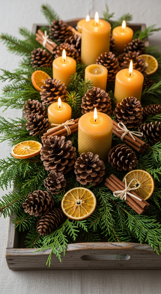 Rustic Pinecone Christmas Centerpiece