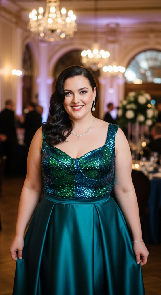 Sequin Top And Satin Skirt Combo