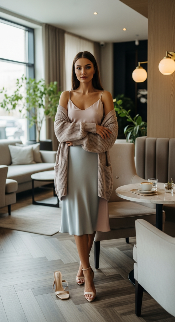 Slip Dress with Cardigan