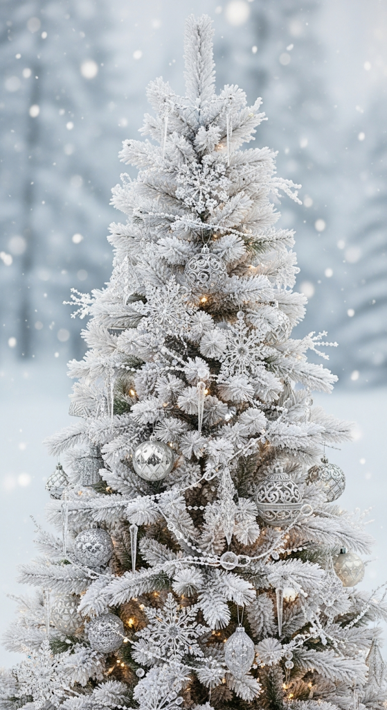 Snow-Dusted Flocked Tree