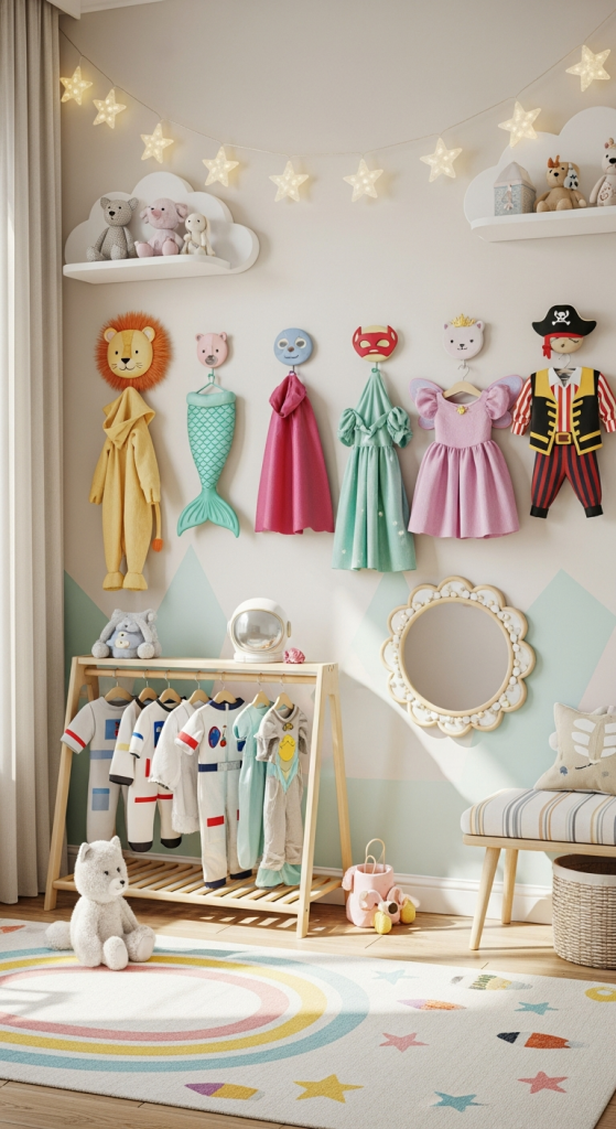 Style A Dress-Up Corner With Hooks And Racks