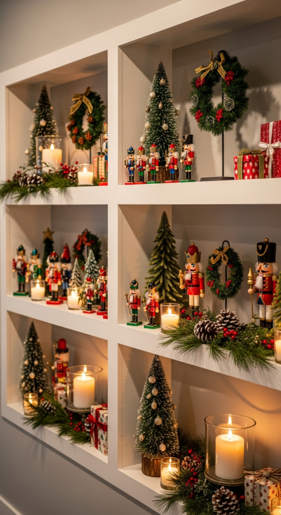 Style Built-In Shelves With Holiday Displays