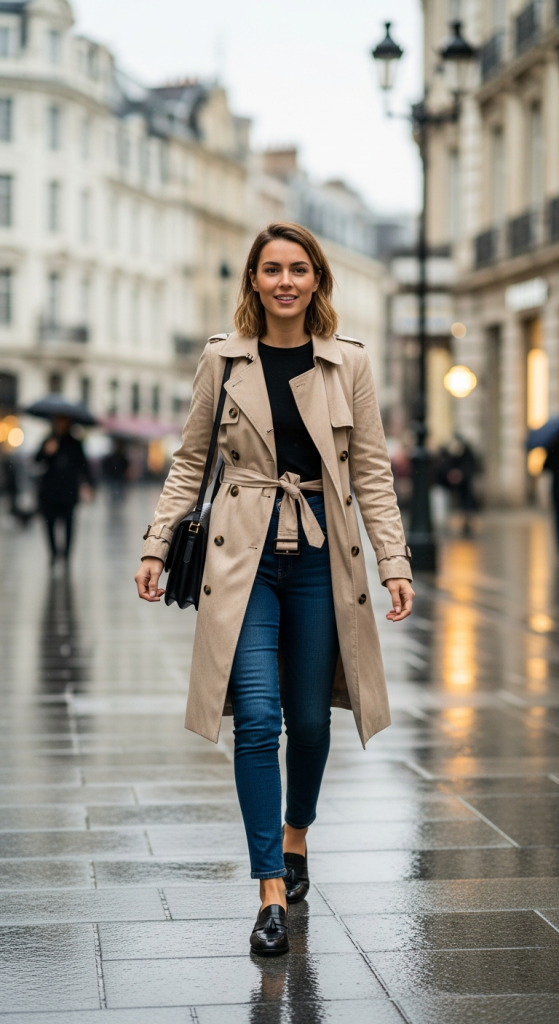 Trench Coat with Skinny Jeans