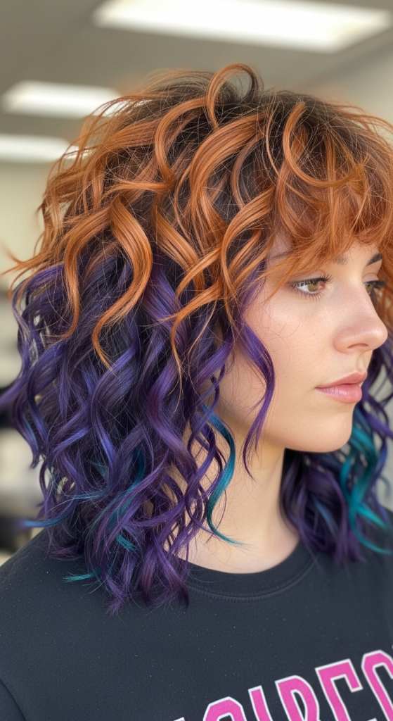 Two-Tone Color Curly Shag