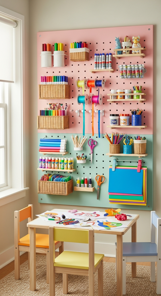 Use Pegboards For Art And Craft Supplies
