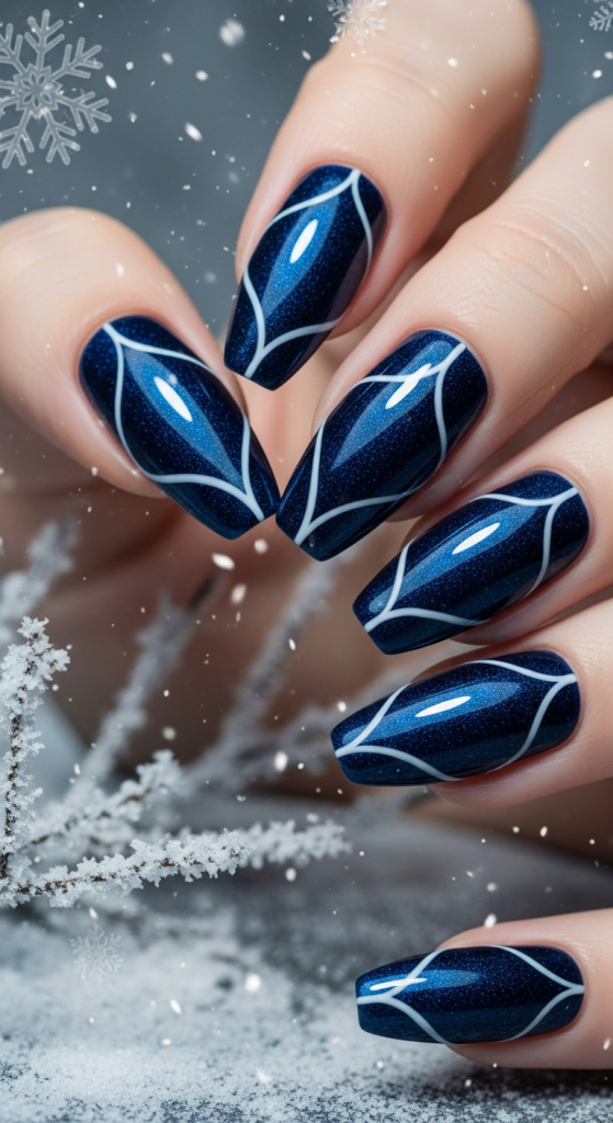 Velvet Navy Cat-Eye Nails