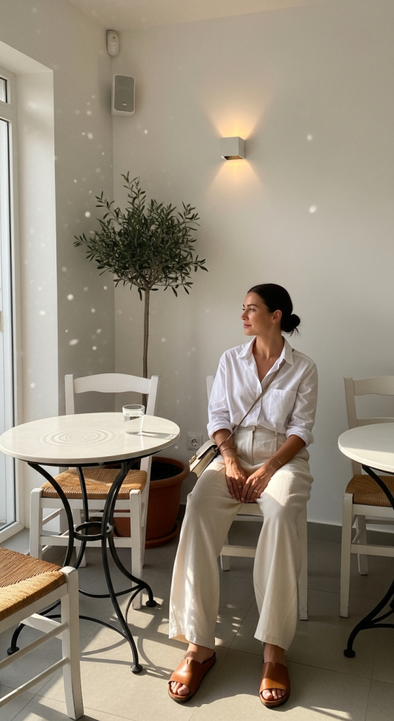 White Button-Down & Wide-Leg Pants