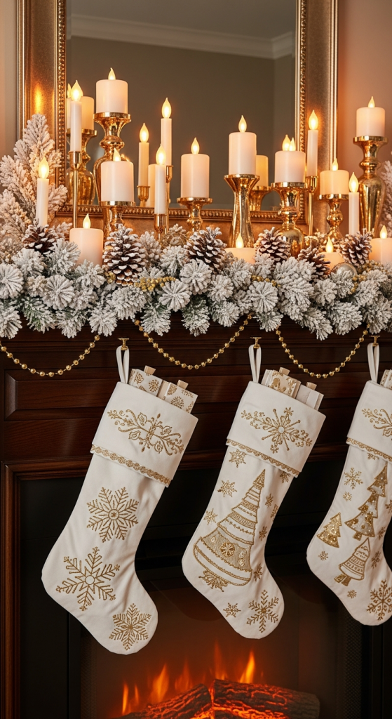 White and Gold Mantel Styling