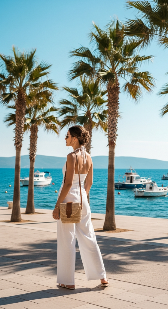Wide-Leg Linen Pants And A Halter Top