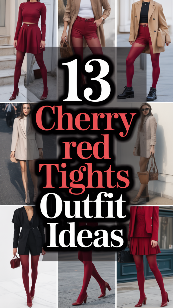 Cherry Red Tights Outfit Ideas