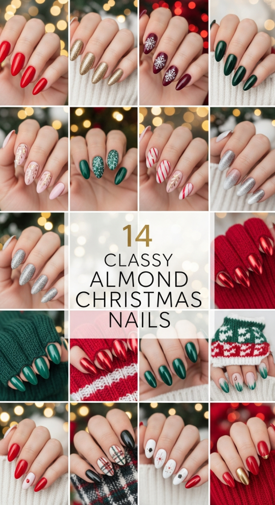 Classy Almond Christmas Nails
