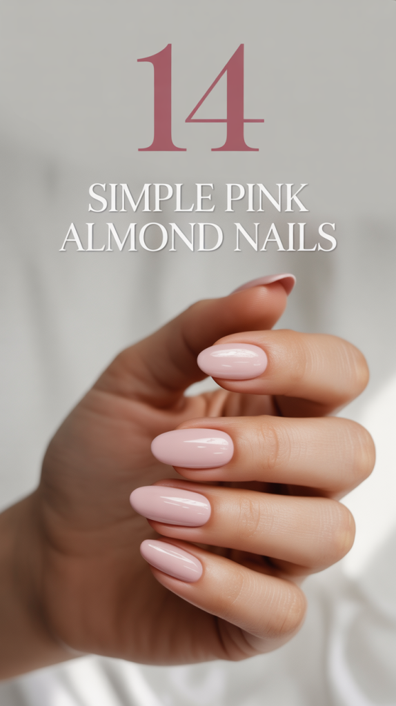Simple Pink Almond Nails