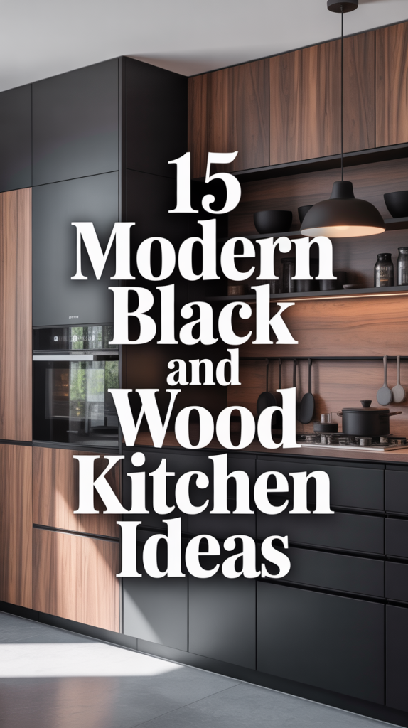 Sleek Black and Wood Kitchen Cabinet Ideas