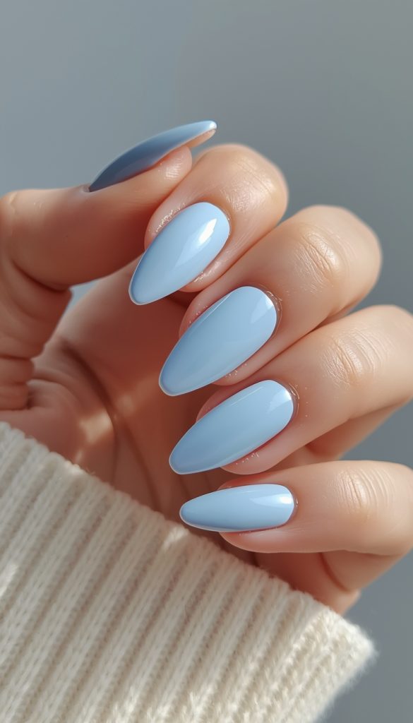 Baby Blue Almond Nails