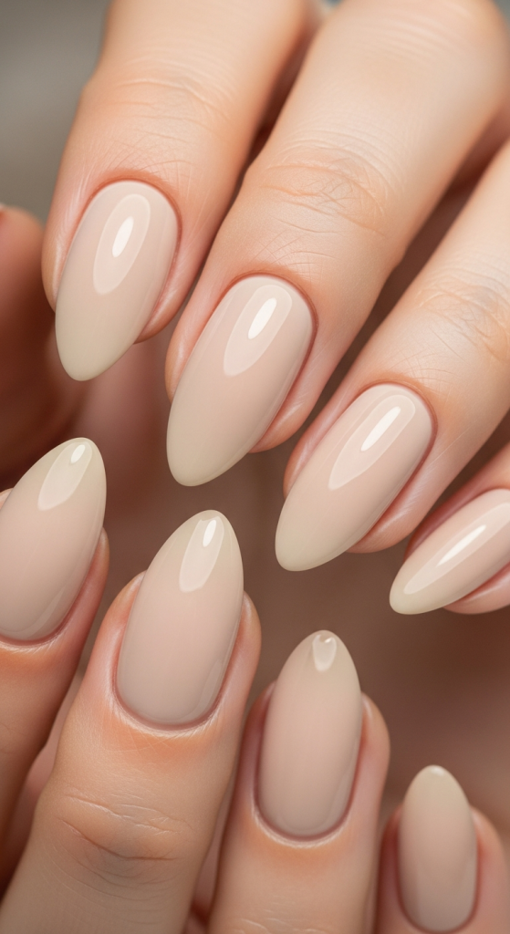 Beige Almond Nails