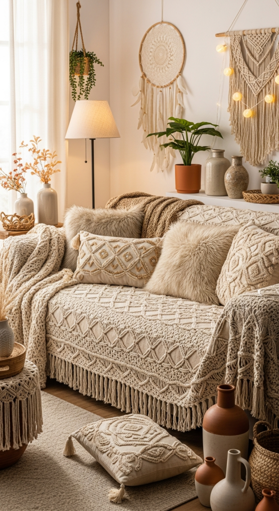 Bohemian Macrame Sofa Throws