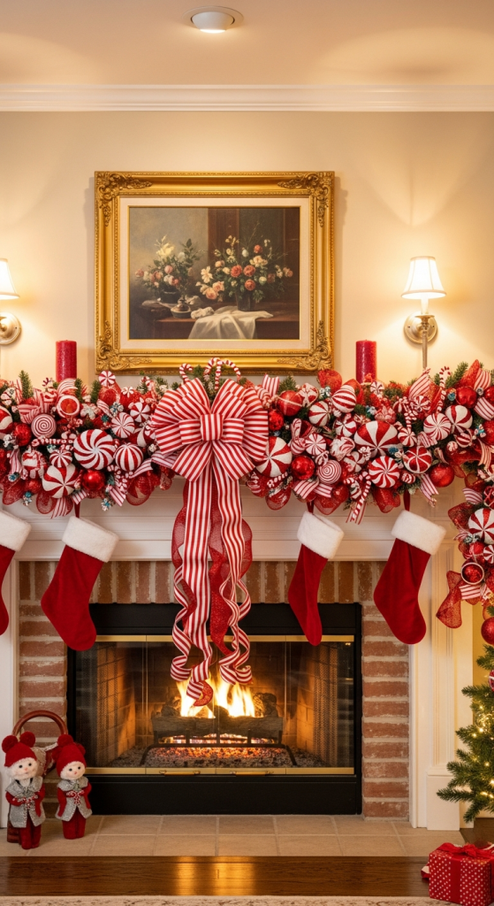 Candy Cane Red & White Garland