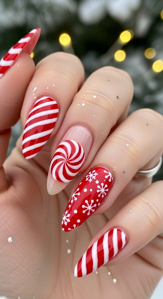 Candy Cane Swirl Nails