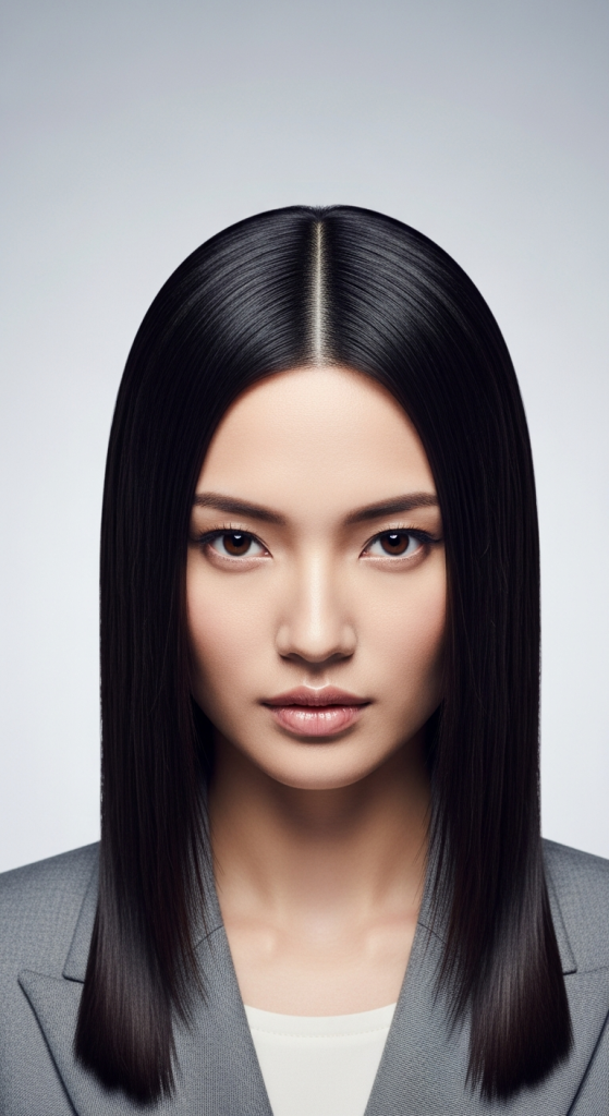 Center-Parted Straight Hair