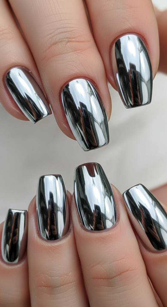 Champagne Glitter Accent Nails