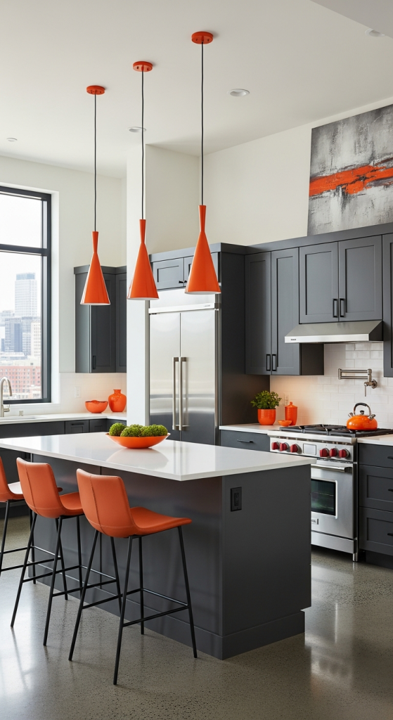 Charcoal Grey & Burnt Orange