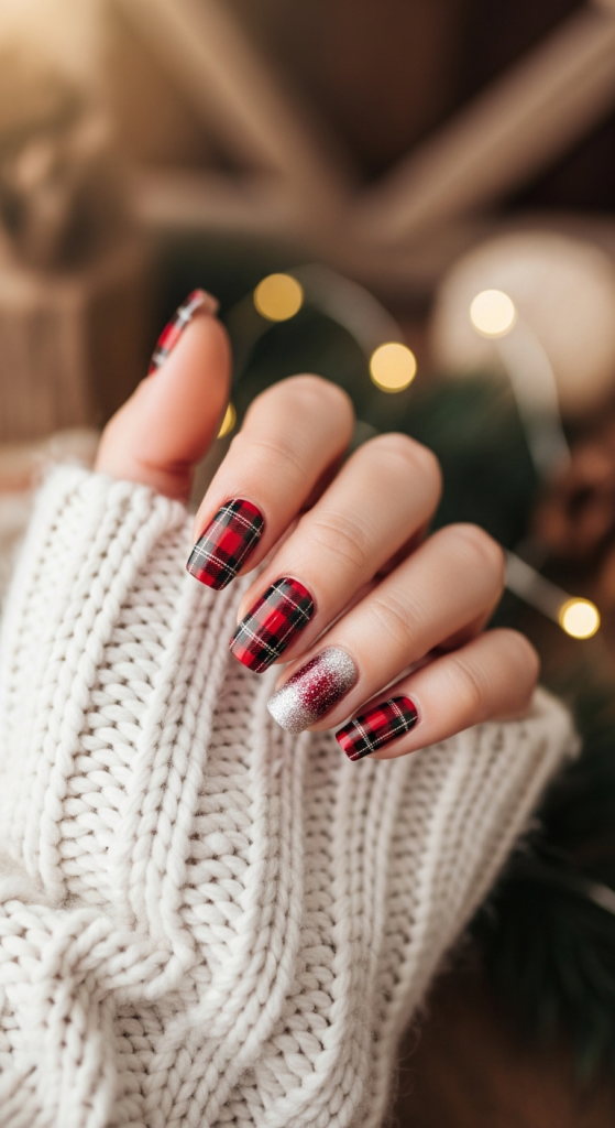 Christmas Plaid Press-Ons