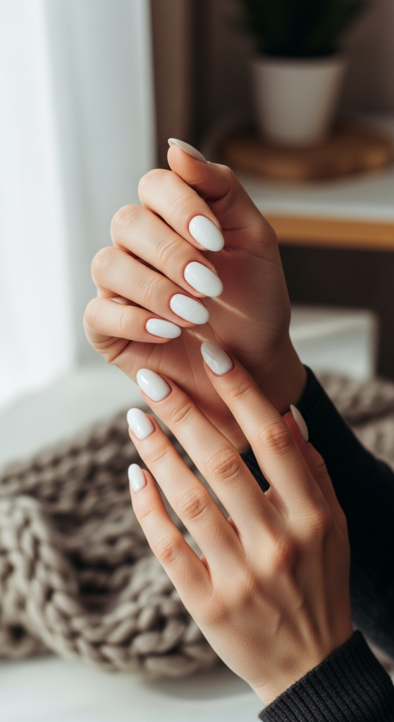 Classic Milky White Nails