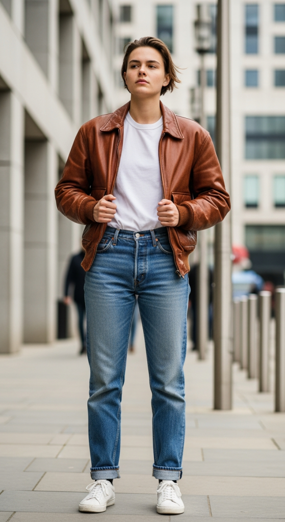 Classic White Tee And Straight-Leg Jeans