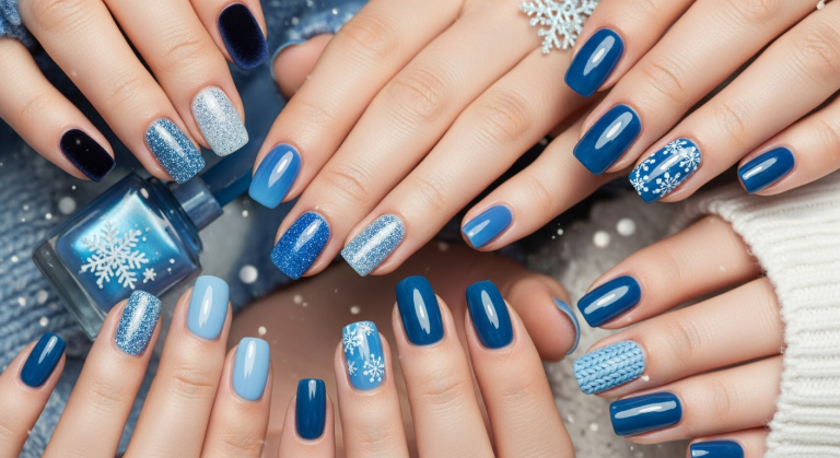 Classy Blue Winter Nail Ideas