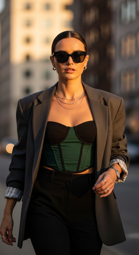 Corset Top With A Blazer Layer