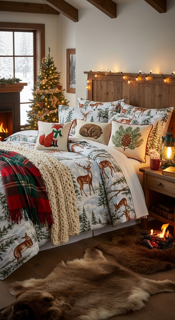 Cozy Woodland Bedding for a Winter Bedroom