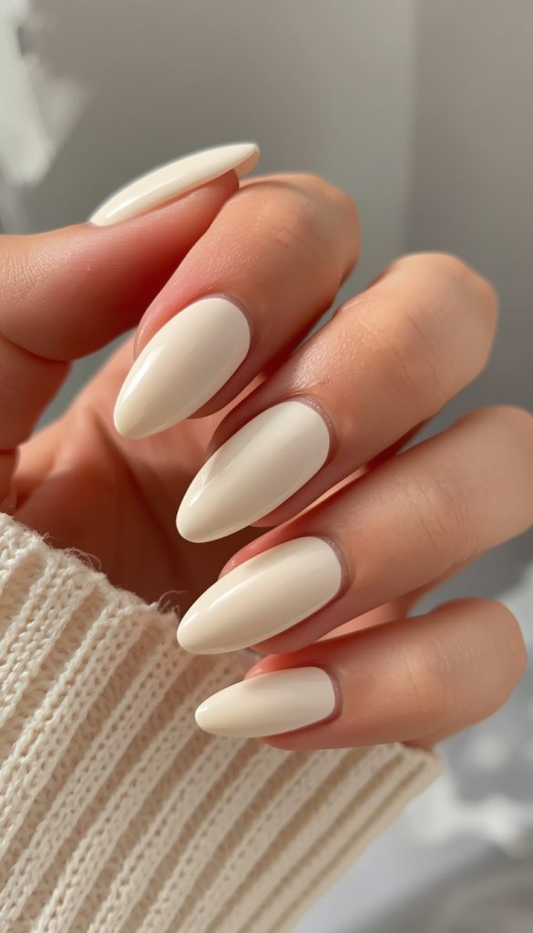 Cream Almond Nails