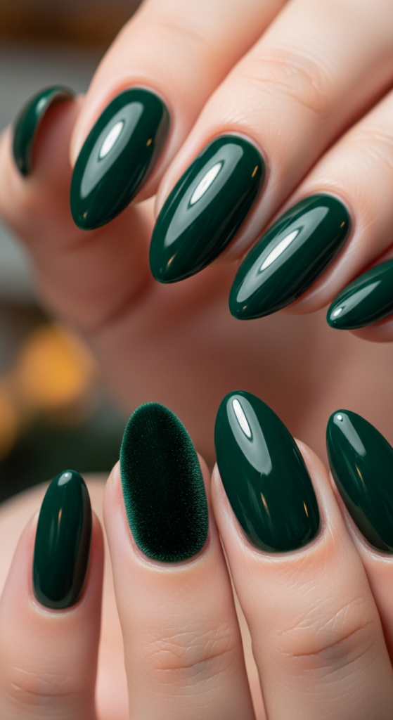 Dark Forest Green Nails