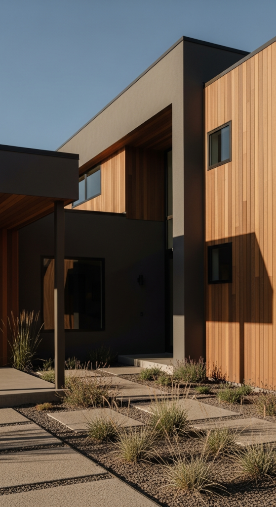 Dark Taupe With Modern Wood