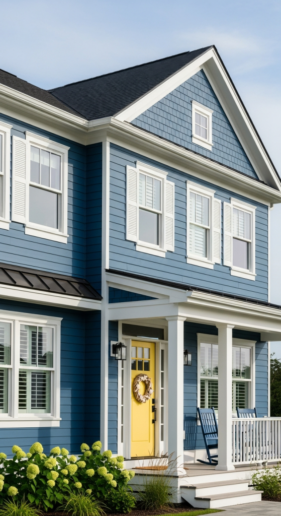 Deep Navy Blue With White Accents