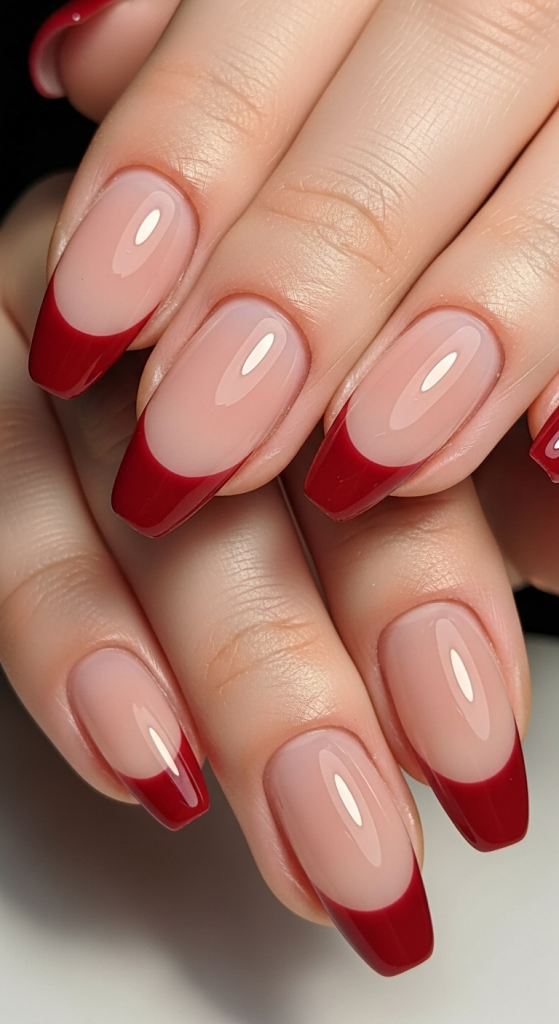 Deep Red French Tips