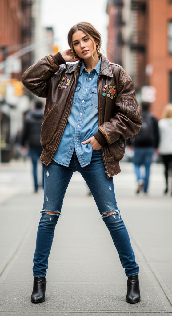 Denim-On-Denim With A Leather Edge