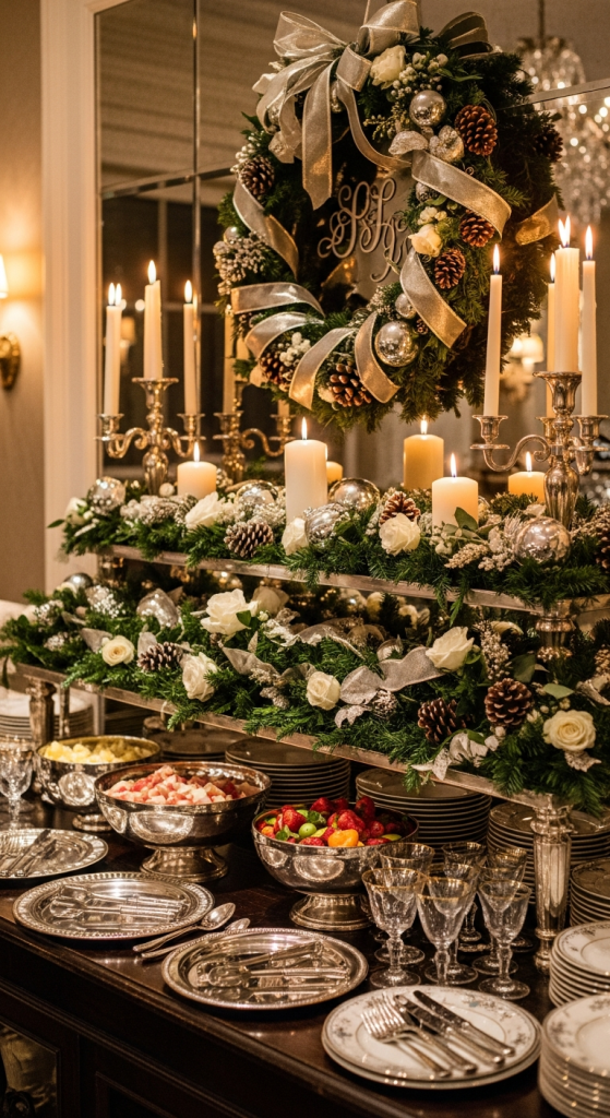 Dining Room Buffet Christmas Setup