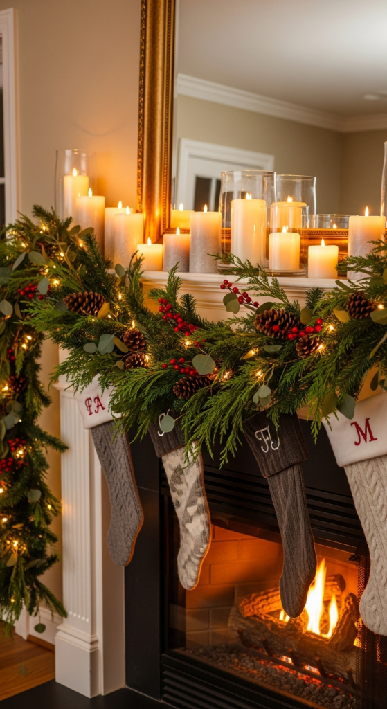 Drape String Lights Across Your Mantel Garland