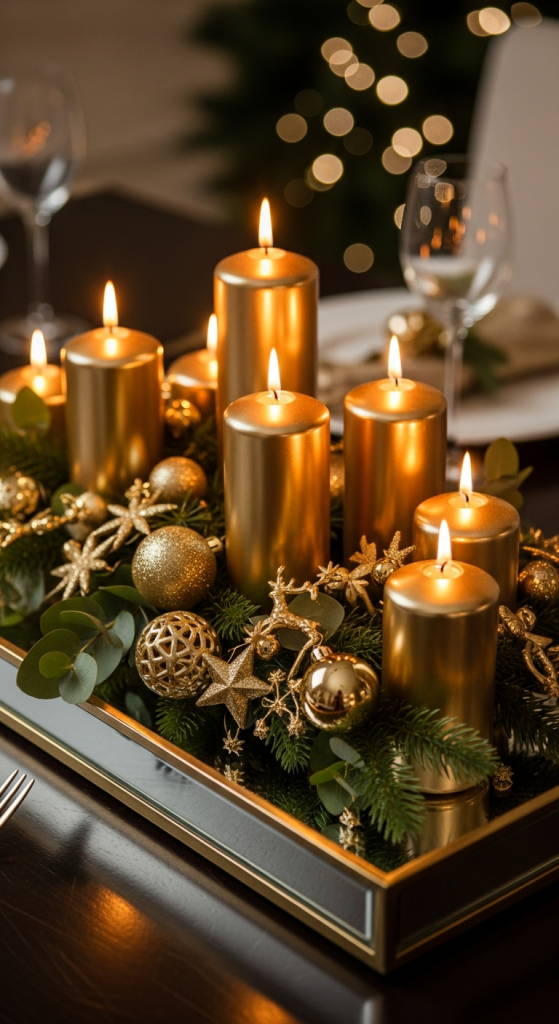 Elegant Gold Candle Cluster