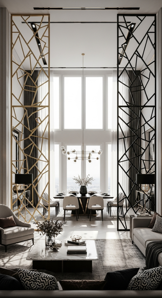 Elegant Metal Framework Partition