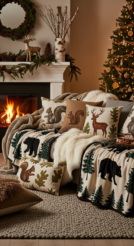Faux Fur Throws & Pillows for a Forest Lodge Feel